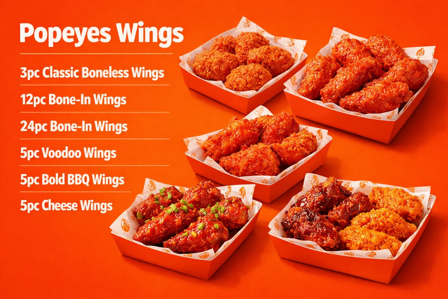 Popeyes Menu With Prices (2026) Updated Combos, Calories & Deals 18 Popeyes Wings menu