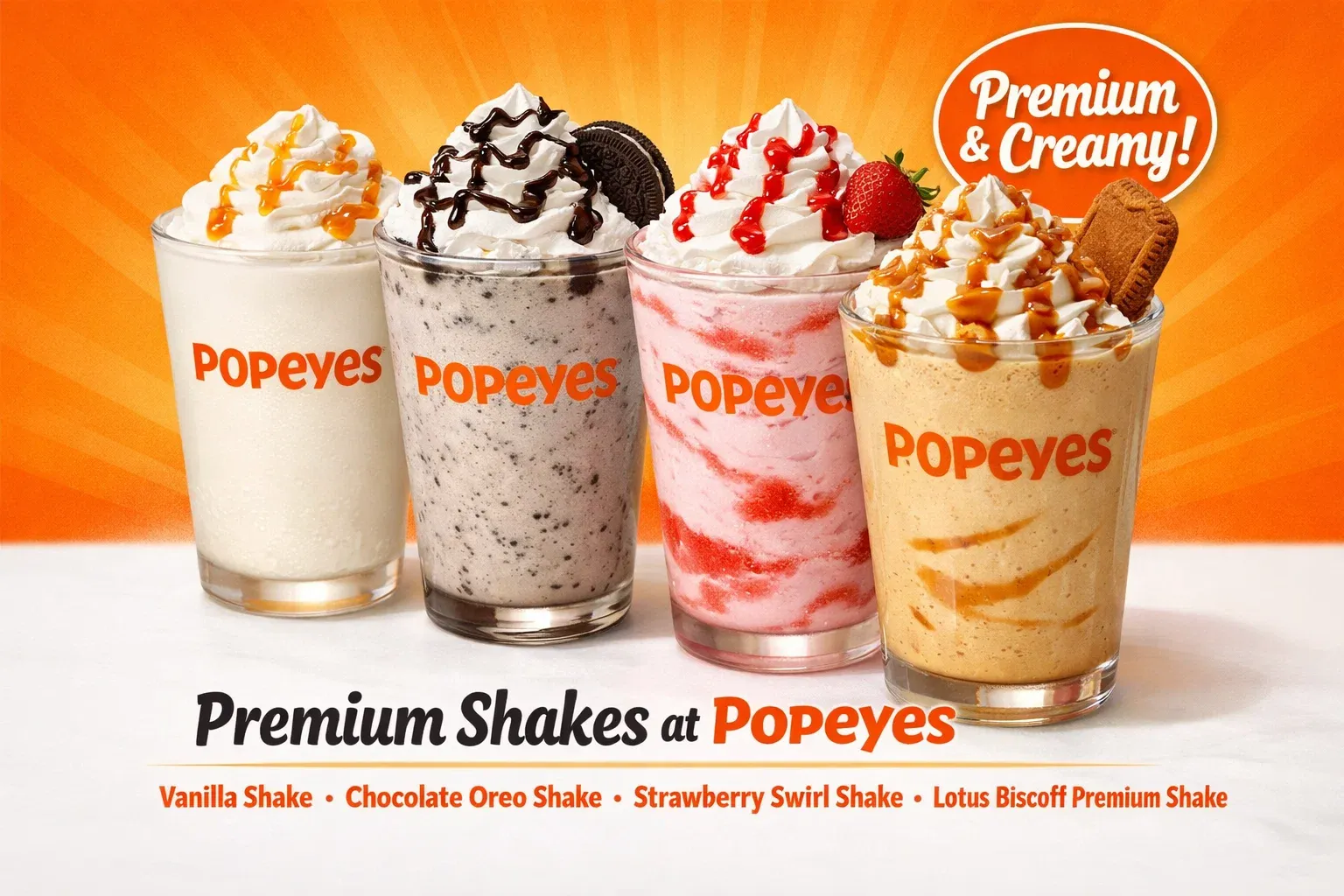 Popeyes Menu With Prices (2026) Updated Combos, Calories & Deals 30 Shakes at Popeyes