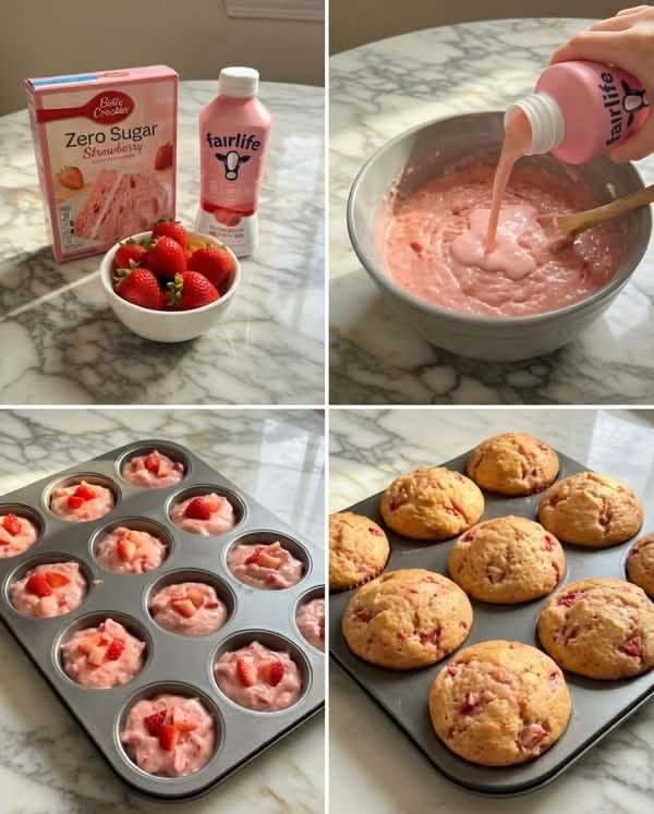 Easy 3-Ingredient Strawberry Protein Muffins – High Protein & Low Carb 1 3 Ingredient Strawberry Protein Muffins