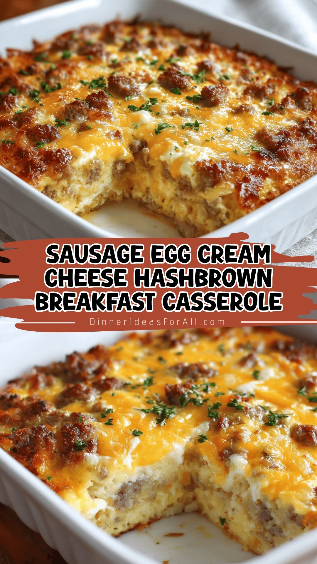 Make Ahead High Protein Sausage Hashbrown Breakfast Casserole
