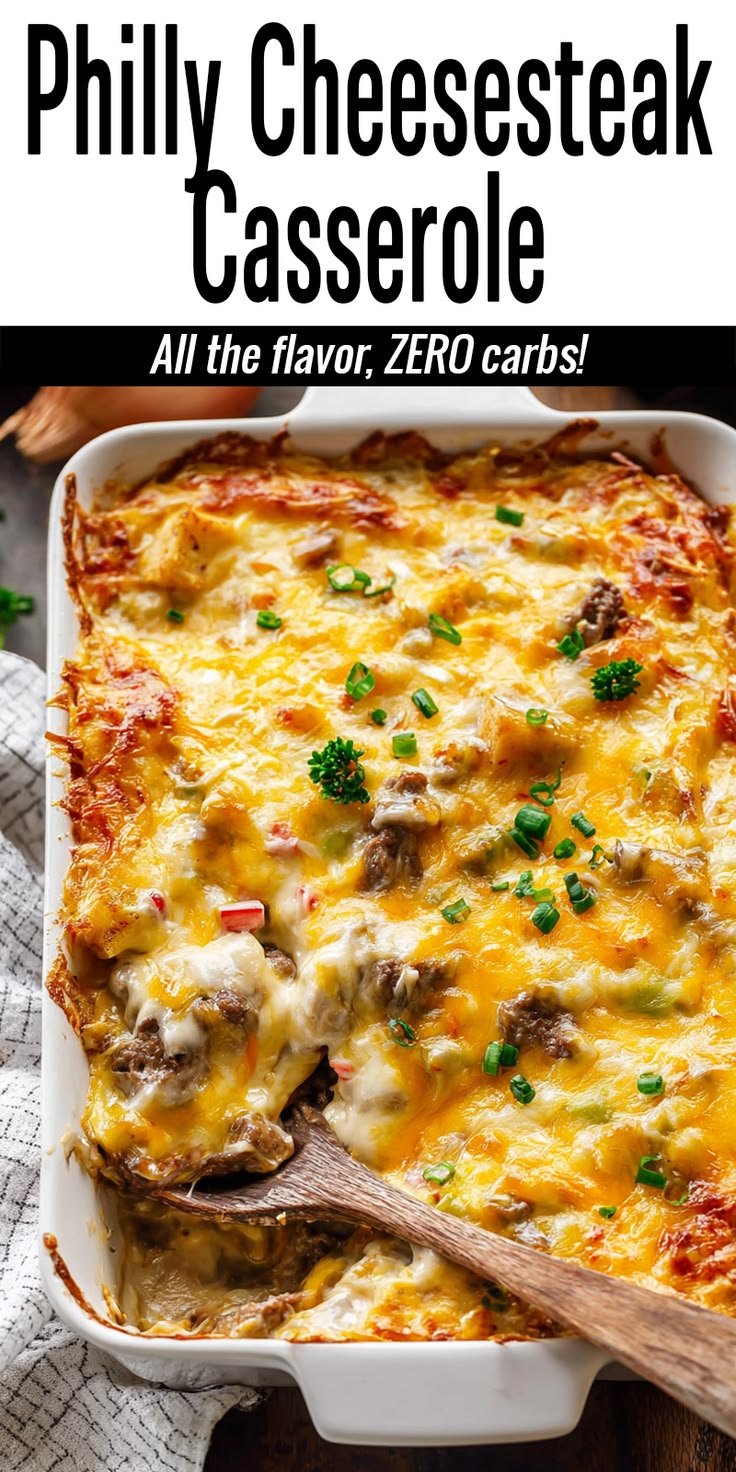 High-Protein Philly Cheesesteak Casserole – Easy Low-Carb Dinner 1 Philly Cheesesteak Casserole