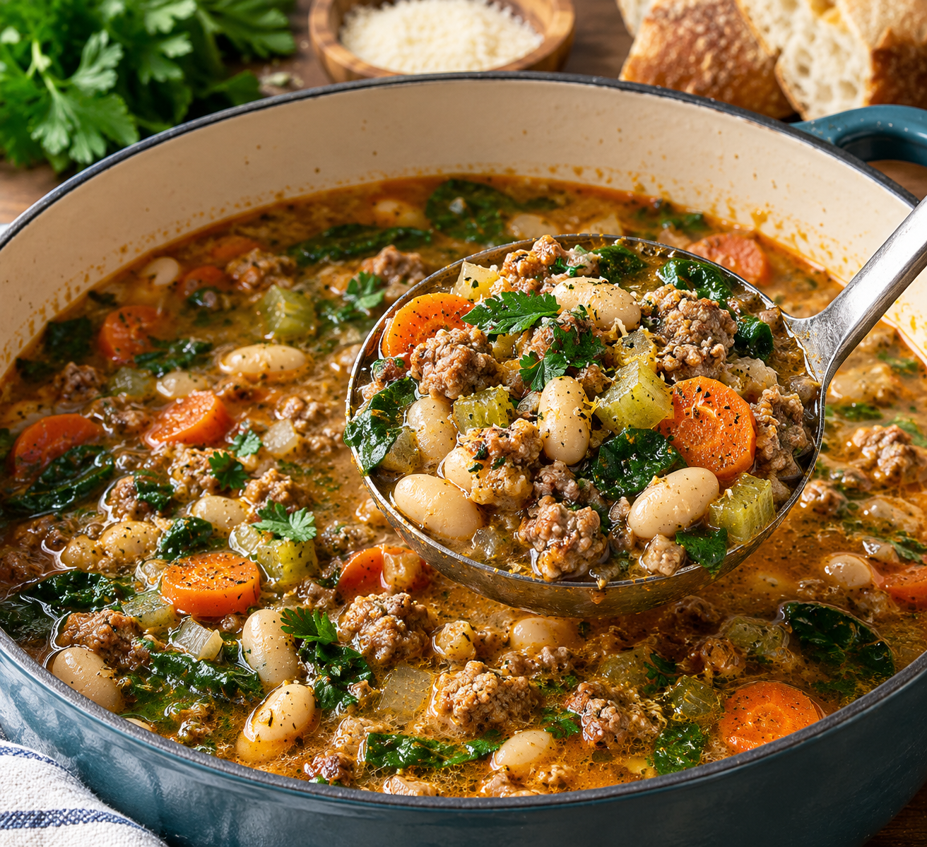 Hearty Tuscan White Bean & Sausage Soup – Easy High-Protein Dinner 1 00000999