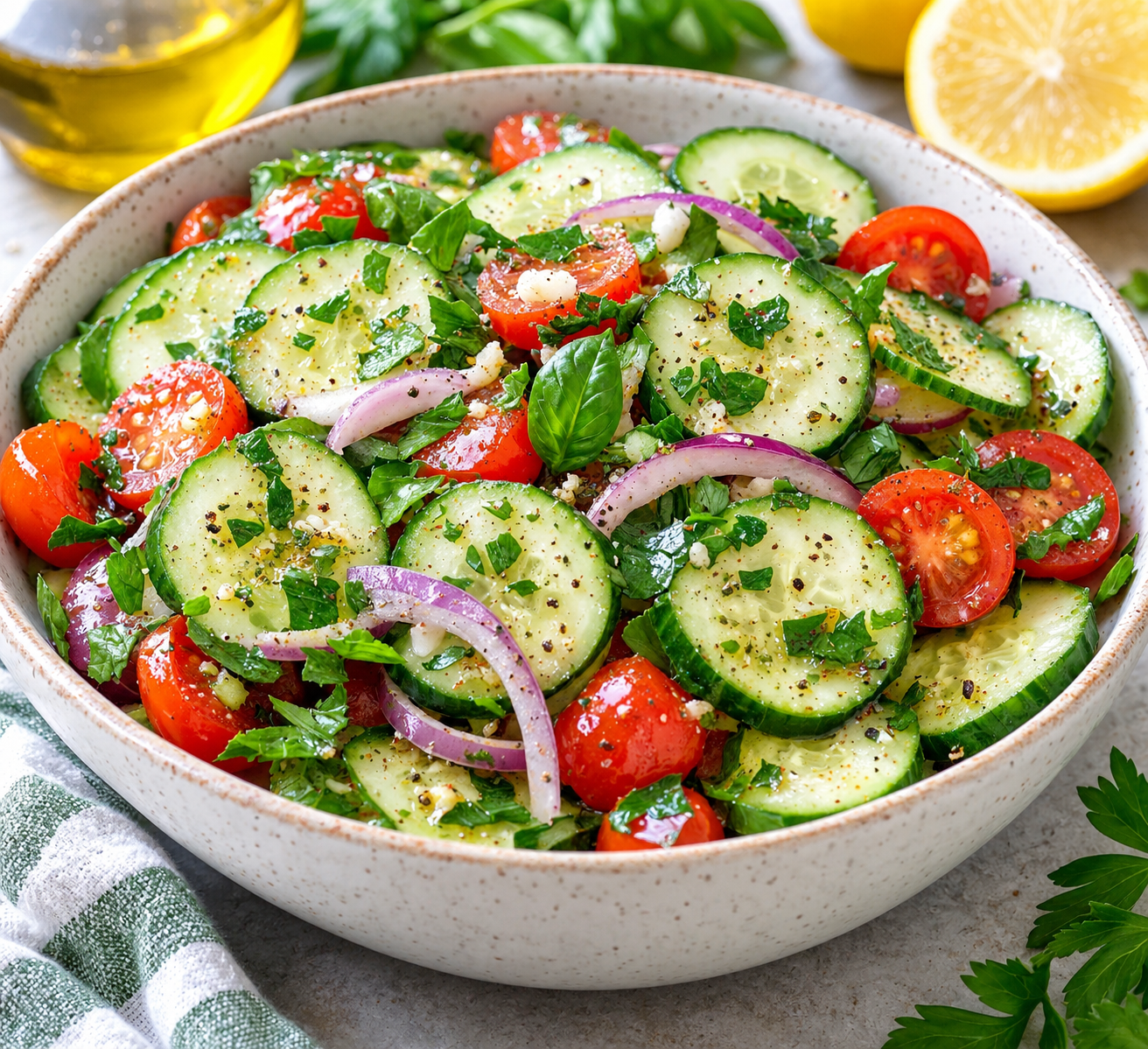 Italian Cucumber Tomato Salad – Crisp, Light & Keto-Friendly 1 130