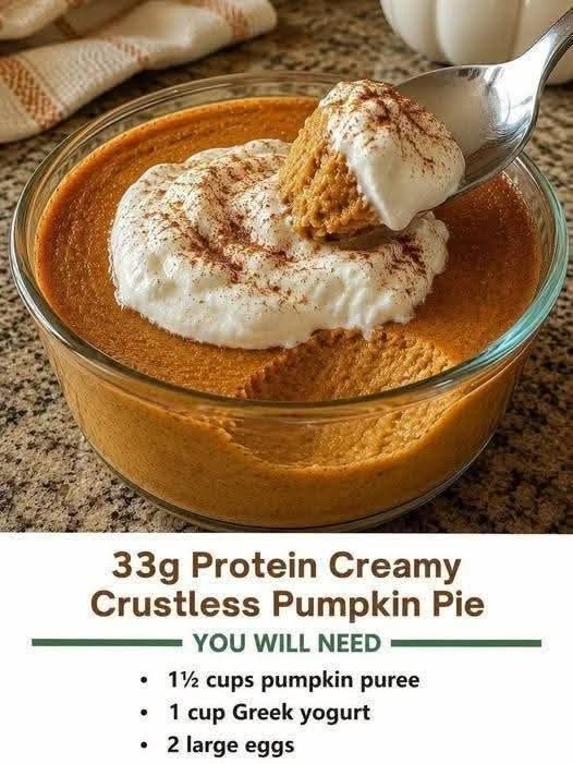 Mediterranean 33g Protein Creamy Crustless Pumpkin Pie 1 181