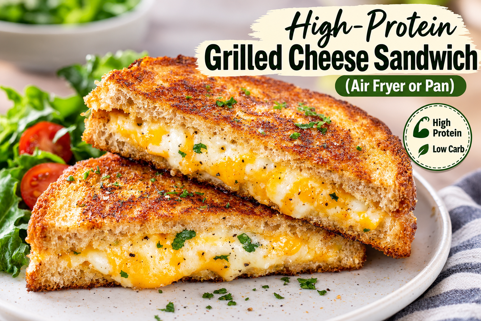 High-Protein Grilled Cheese Sandwich (Air Fryer or Pan) 1 213