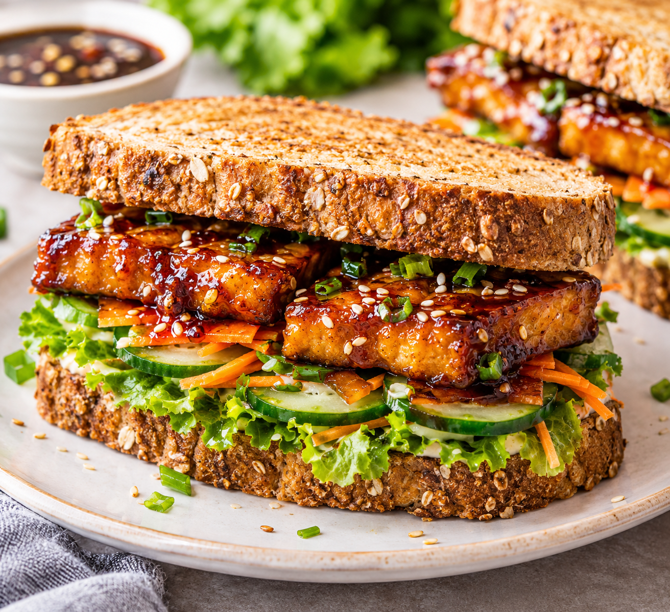 Crispy Sticky Tofu Sandwich with Homemade Vegan Glaze 1 33