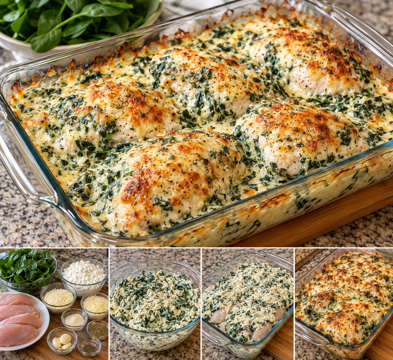 Easy Creamy Spinach Chicken Bake with Cottage Cheese 1 677
