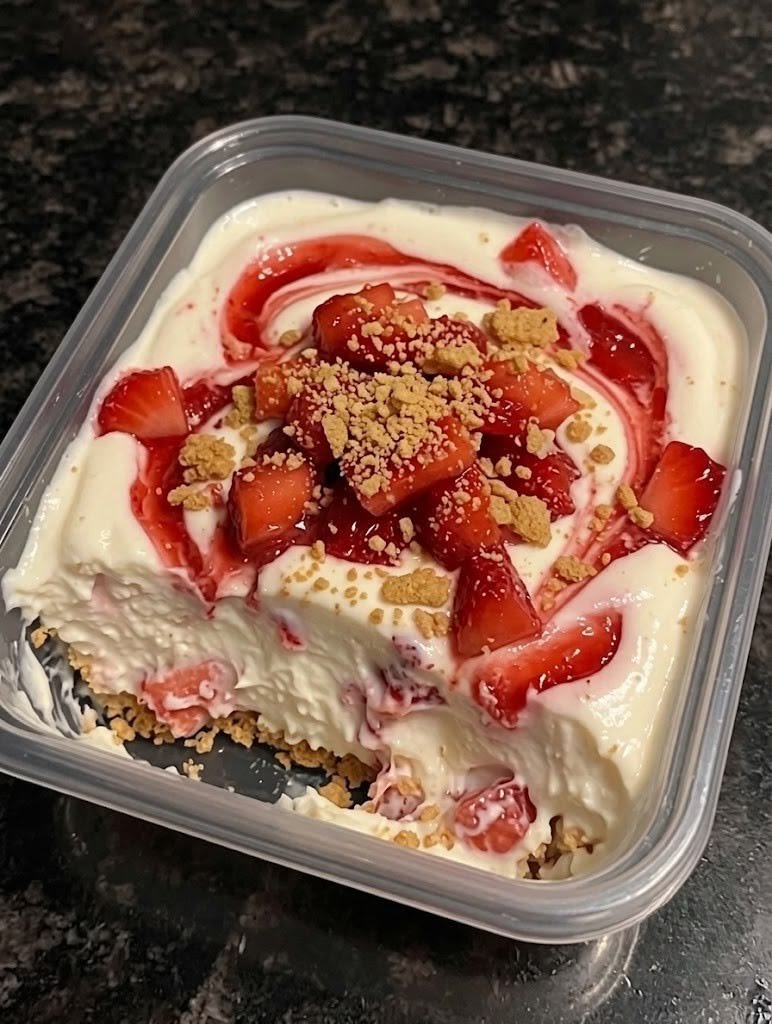 A gourmet strawberry cheesecake bowl 1