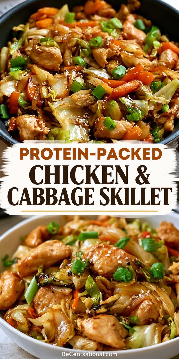 Chicken. Cabbage. Garlic. One pan. High protein dinner done right