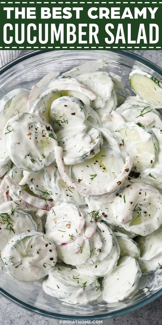 Easy Creamy Cucumber Salad Recipe with Greek Yogurt for a Healthy Low-Carb Side 1 Creamy Cucumber Salad