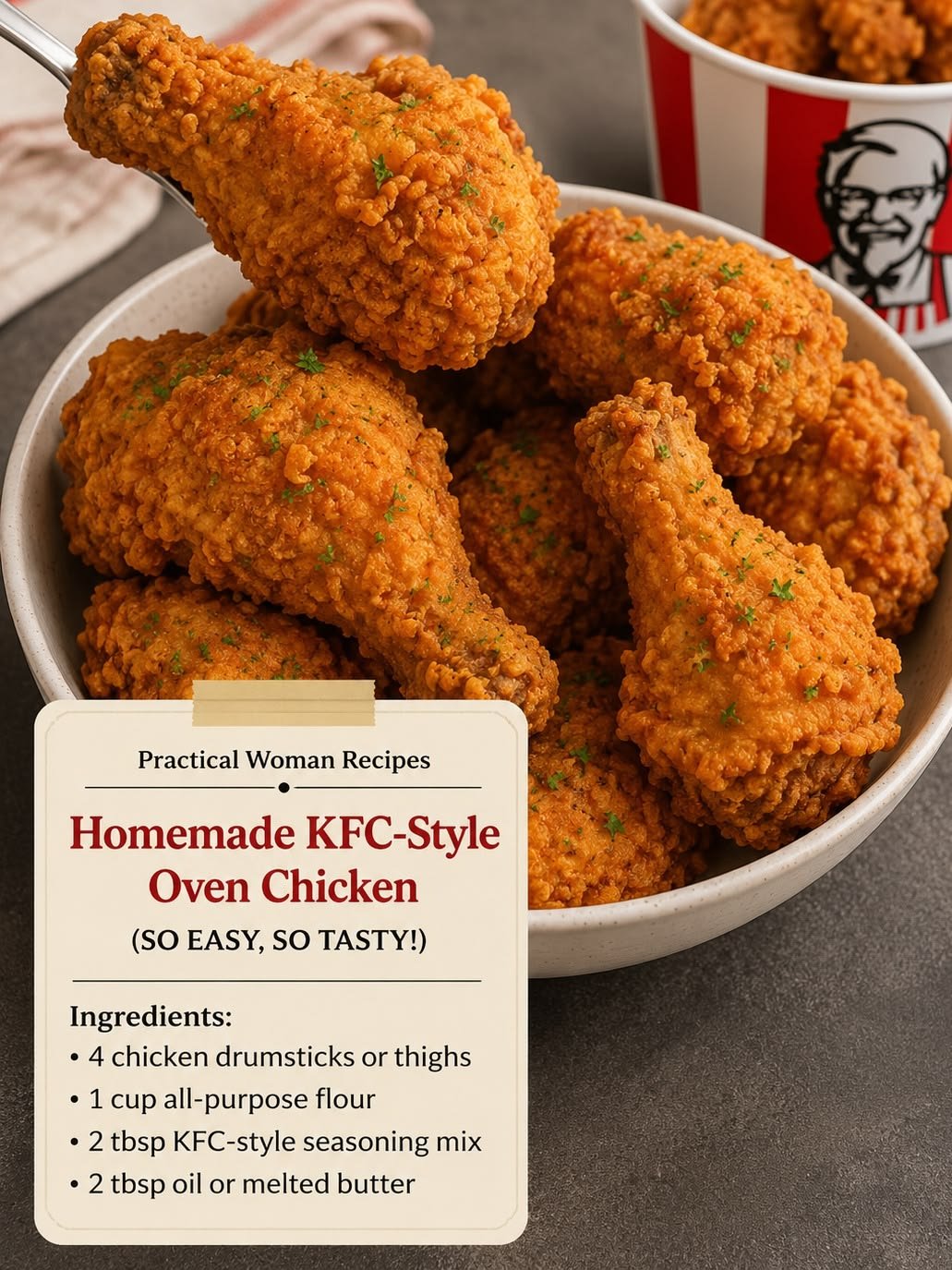 Crispy Oven-Baked KFC-Style Chicken – High Protein & Low Carb 1 Homemade KFC Style Chicken Oven