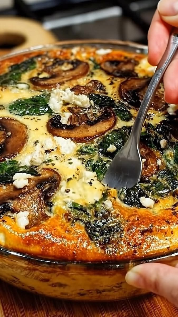 Spinach Mushroom Feta Frittata