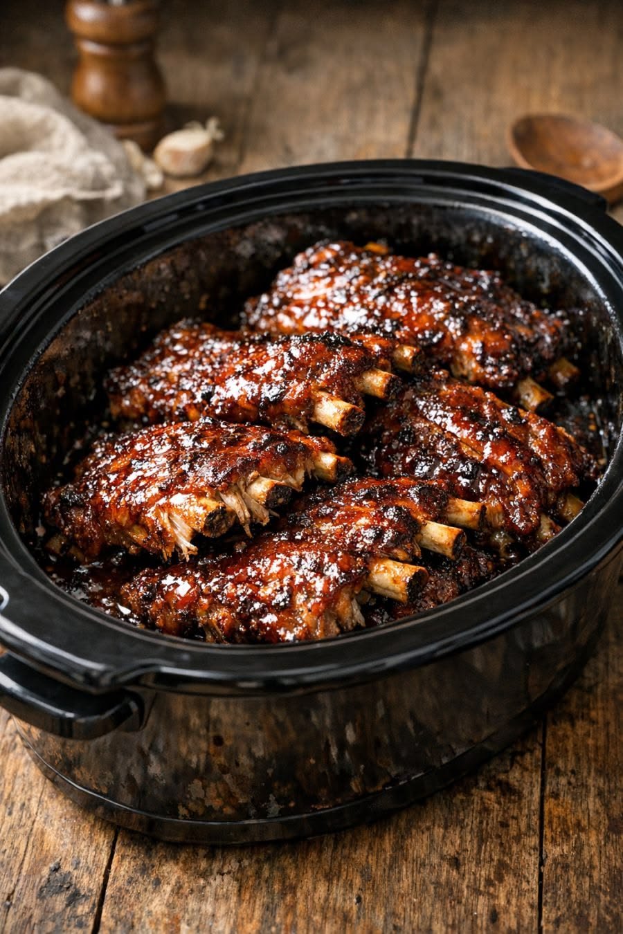 Easy Slow Cooker BBQ Pork Ribs with Sticky Homemade Sauce 1 VVVVVVVV